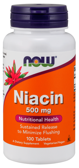 NowFoods Niacin minimize flushing 500 mg 100 caps 